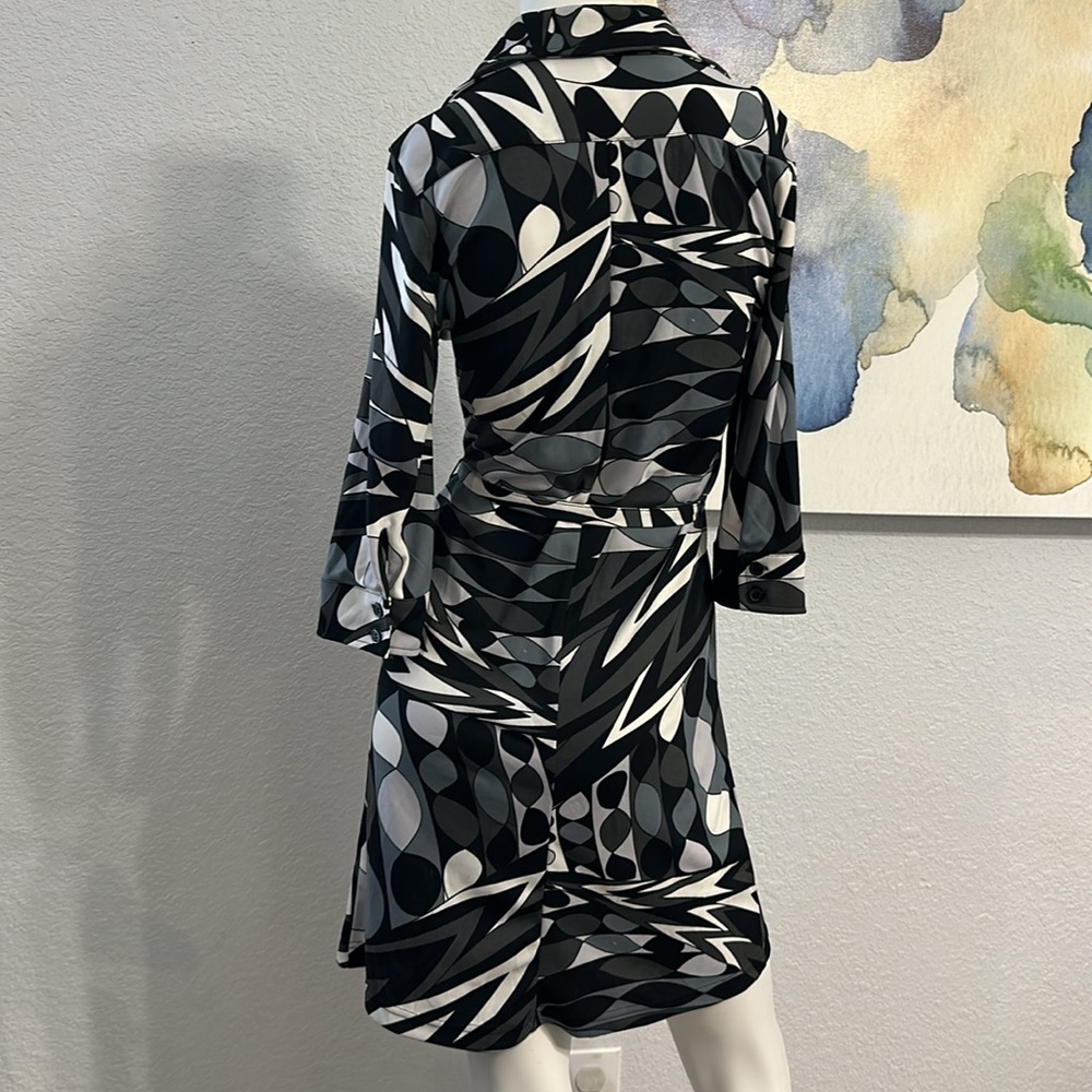 EXPRESS Womens Black White Gray Button Down Shirt Dress - Picture 5 of 10